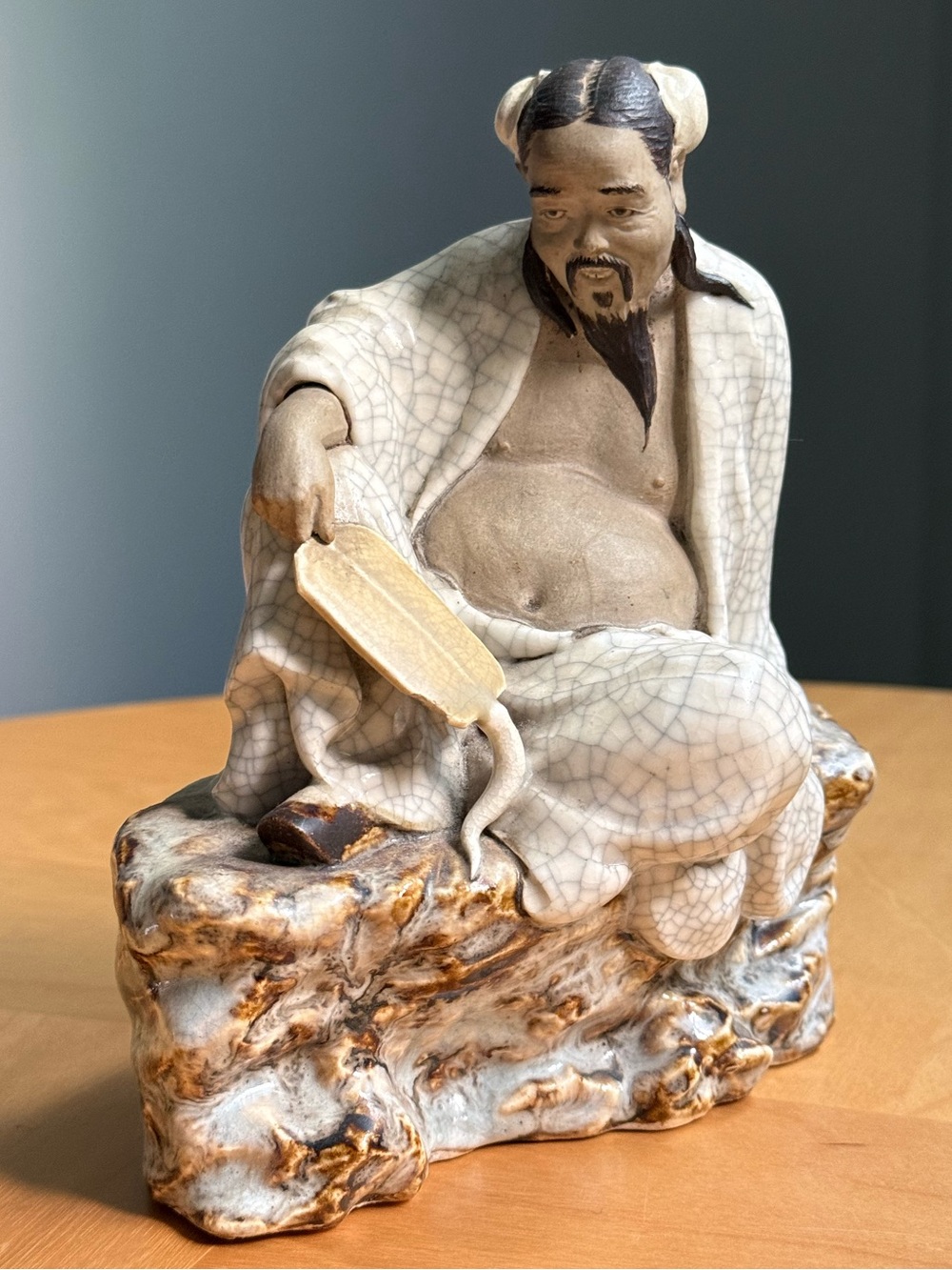 Daoist Han Zhongli Quan Vintage Handmade Shiwan Chinese Porcelain Figurine